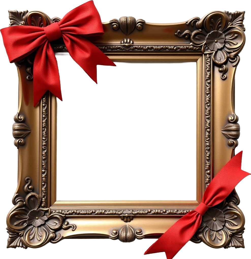 Ornate Gold Frame with Red Bows